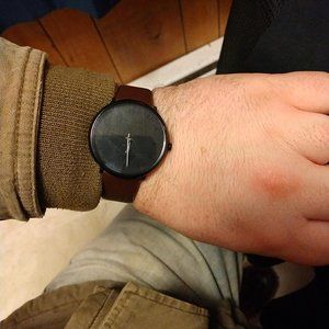 FIZILI Mens Watches Ultra-Thin Minimalist Waterproof watch with Leather Band